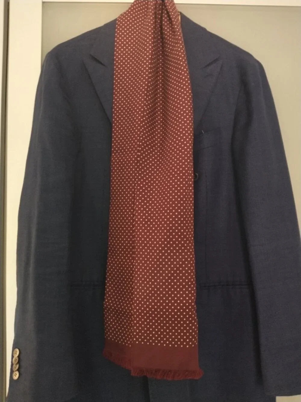 Aquascutum Silk Scarf - Burgundy Polka Dot - OS